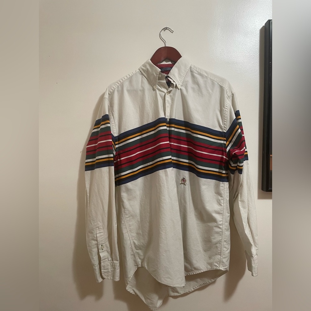 Tommy Hilfiger Vintage White/Color Block Button Down Shirt